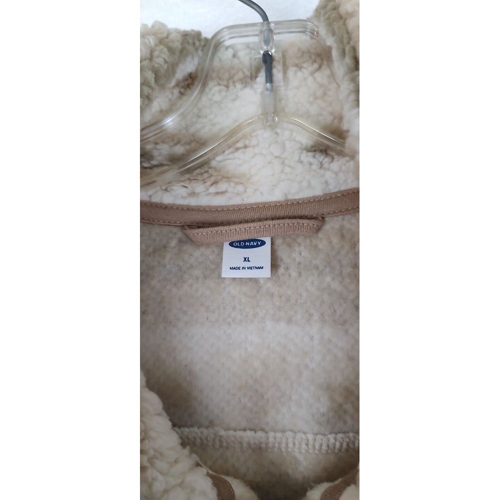 Old Navy Womens XL Sherpa Fleece‎ Jacket Full Zip Southwestern Tan Cream - Picture 3 of 9